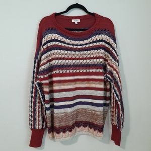 Umgee Loose Knit Grandpa Slouchy Oversized Mixed Yarn Ugly Sweater Size M